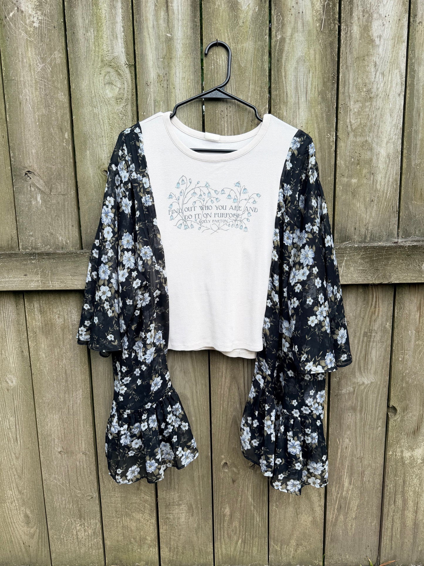 Dolly Parton Blue and Black Floral tee