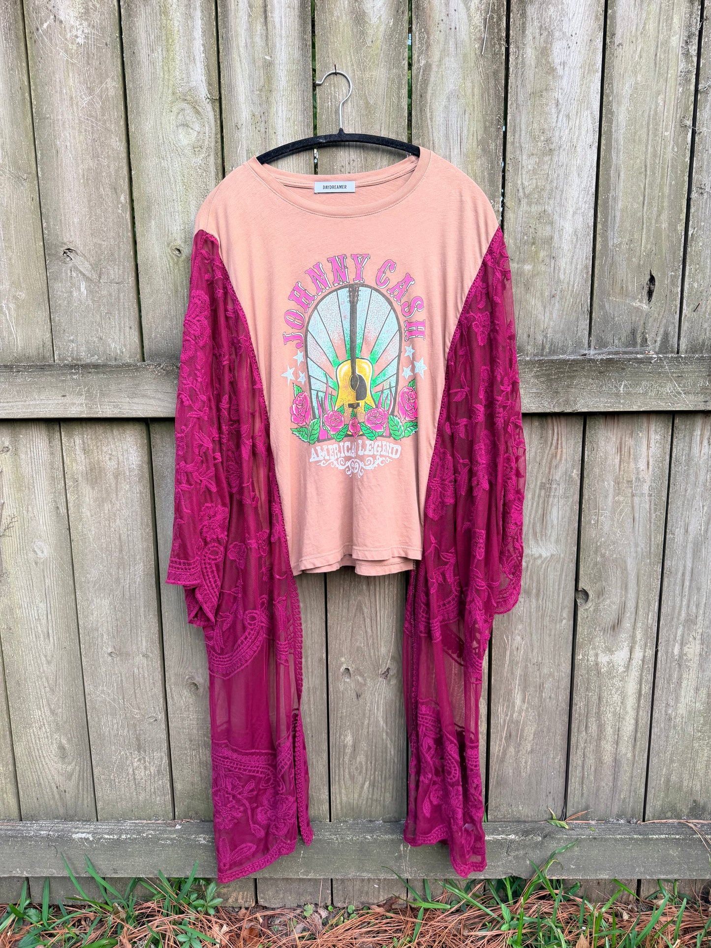 Johnny Cash Red Lace boho tee