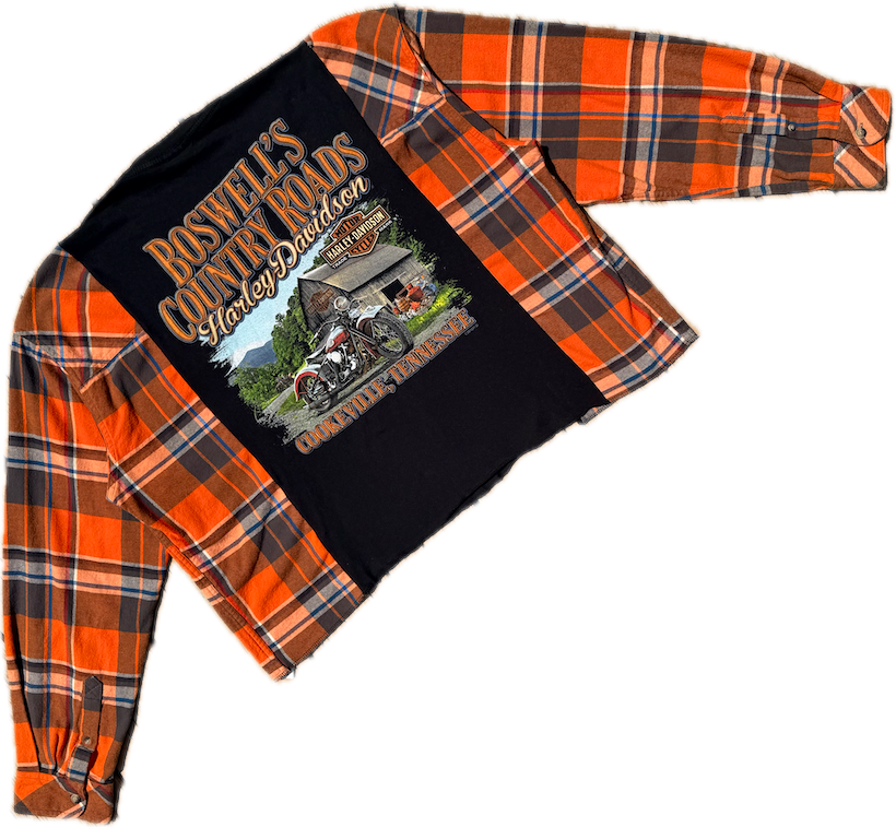 Harley Davidson orange patchwork flannel