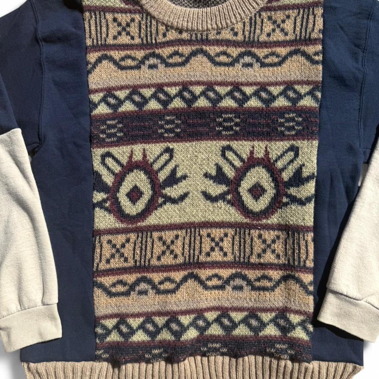 Beige Sweater Patchwork Crewneck