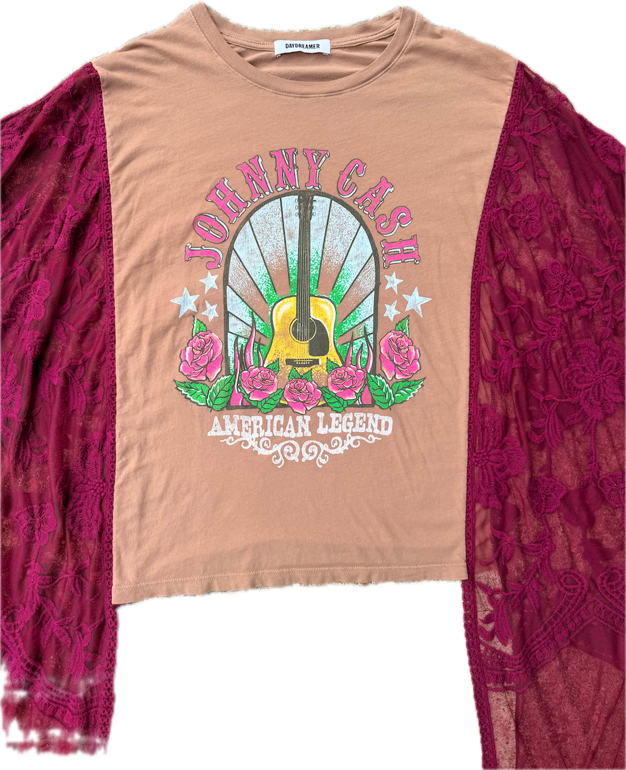 Johnny Cash Red Lace boho tee