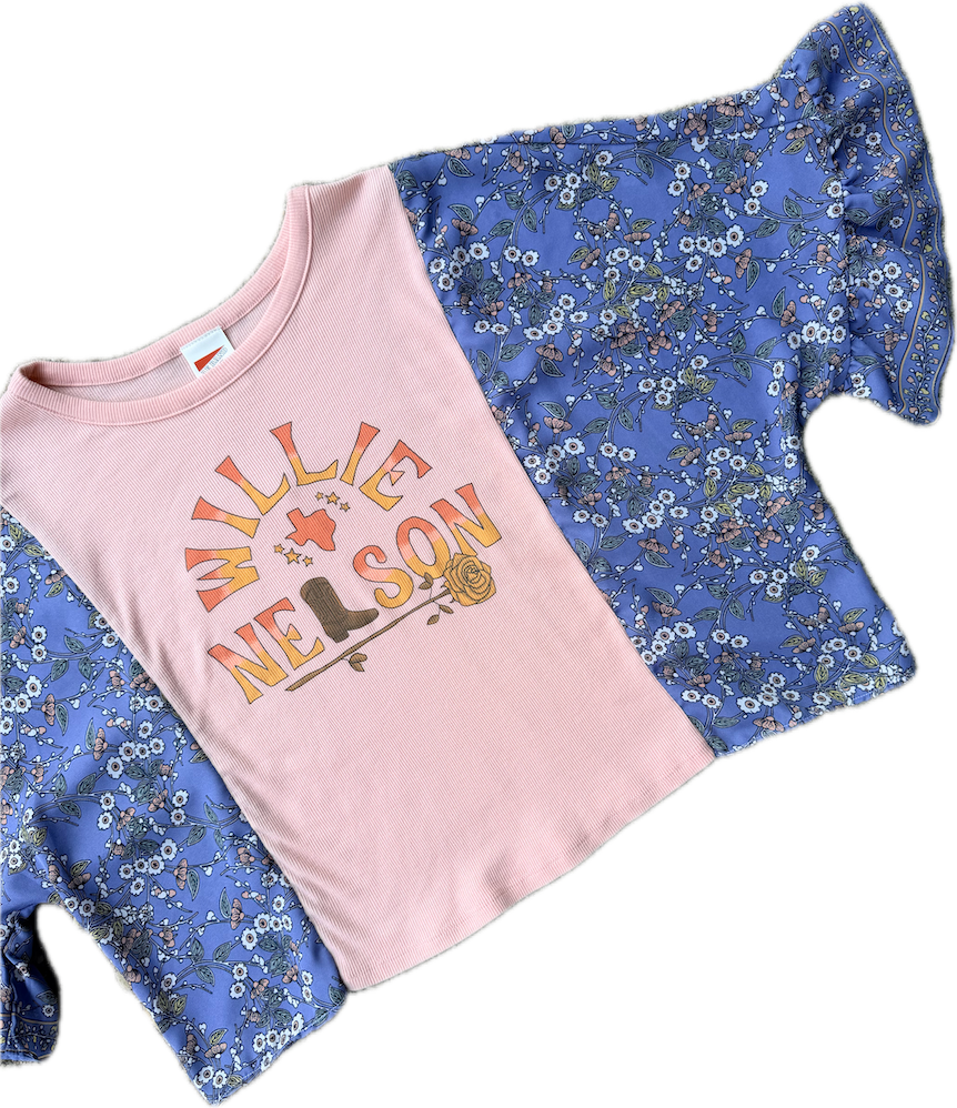 Willie Nelson Blue Floral Tee