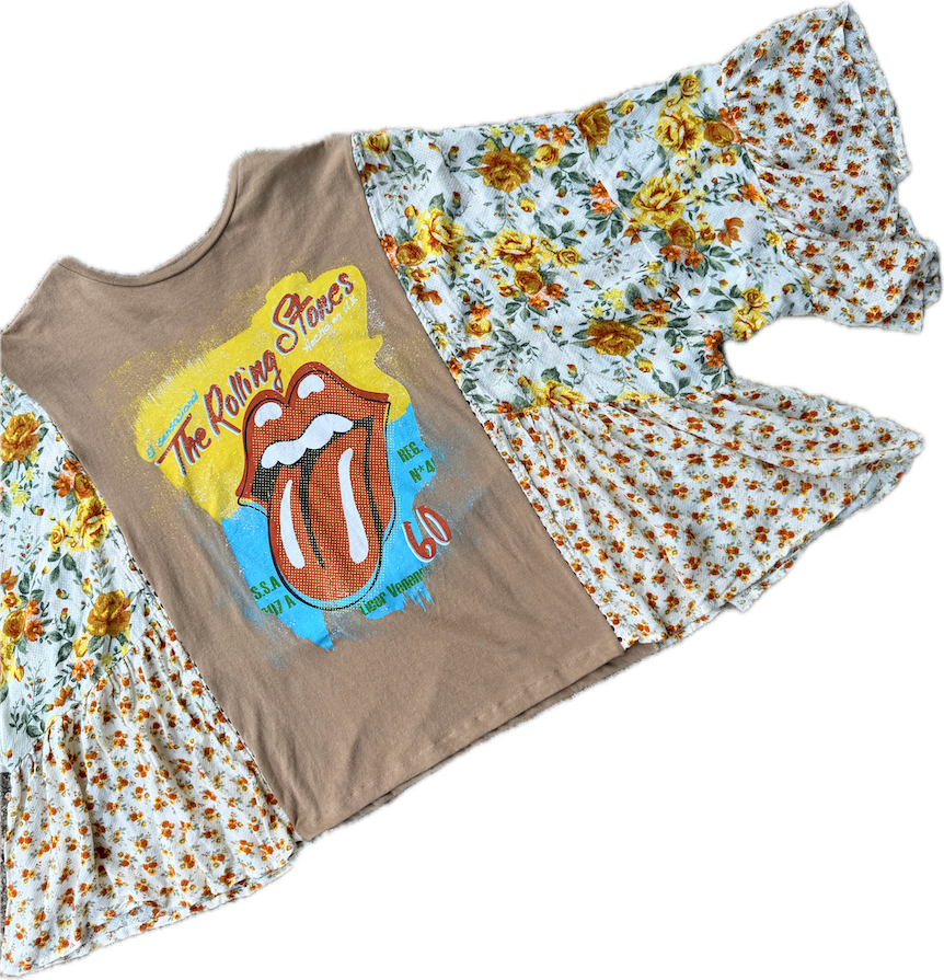 Rolling Stones Floral Bell Sleeve Tee