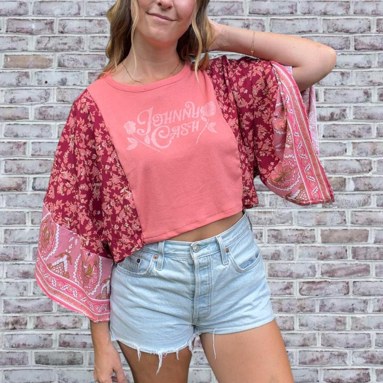 Johnny Cash Pink Boho Tee