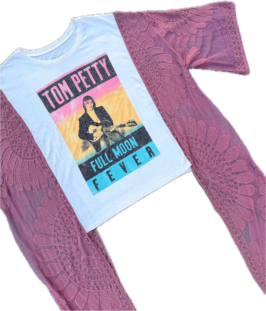 Tom Petty Lace Sleeve boho top