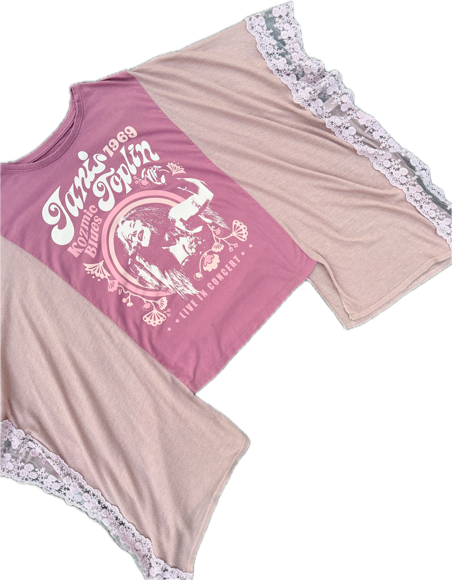 Janis Joplin Pink boho tee