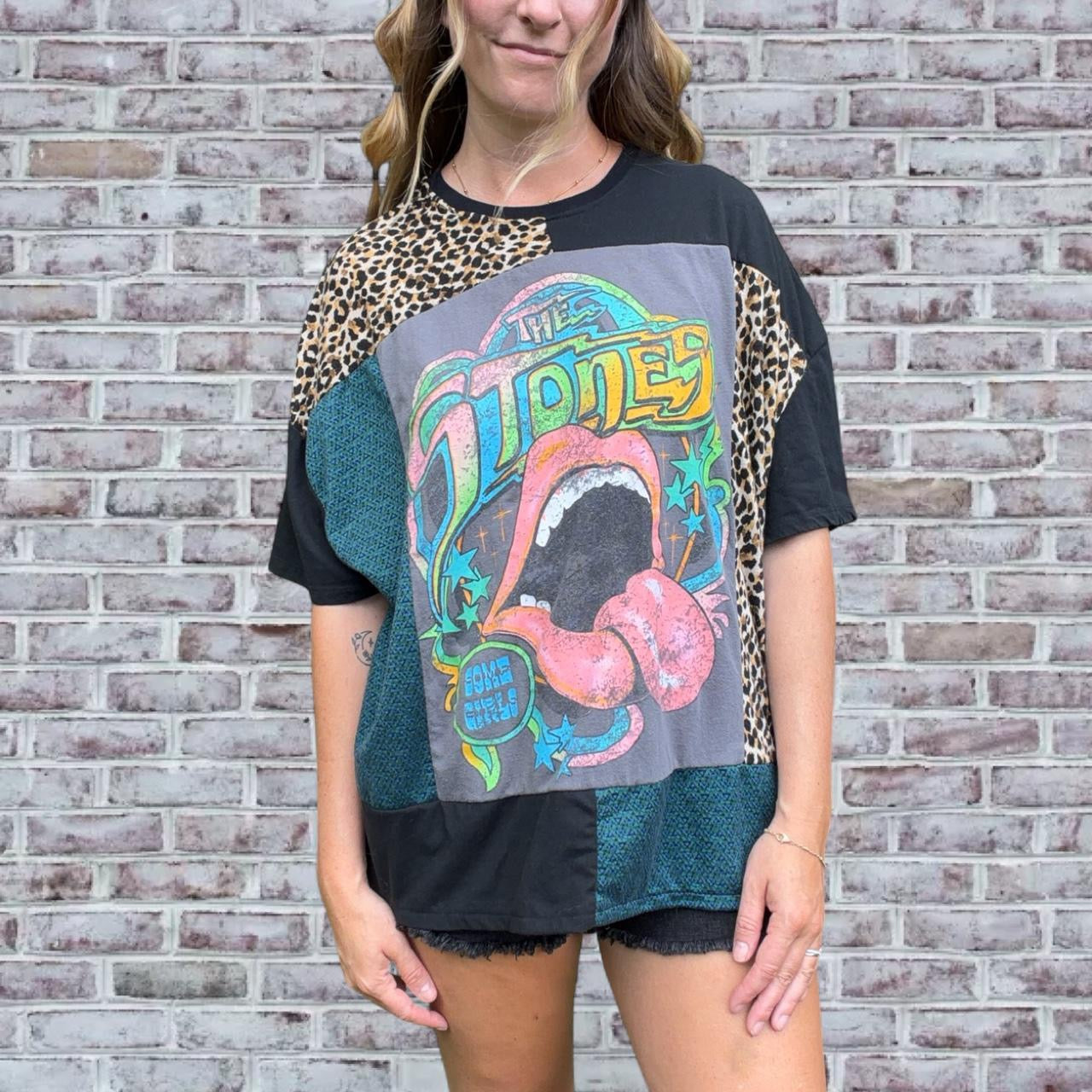 Rolling Stones Cheetah Patchwork Tee
