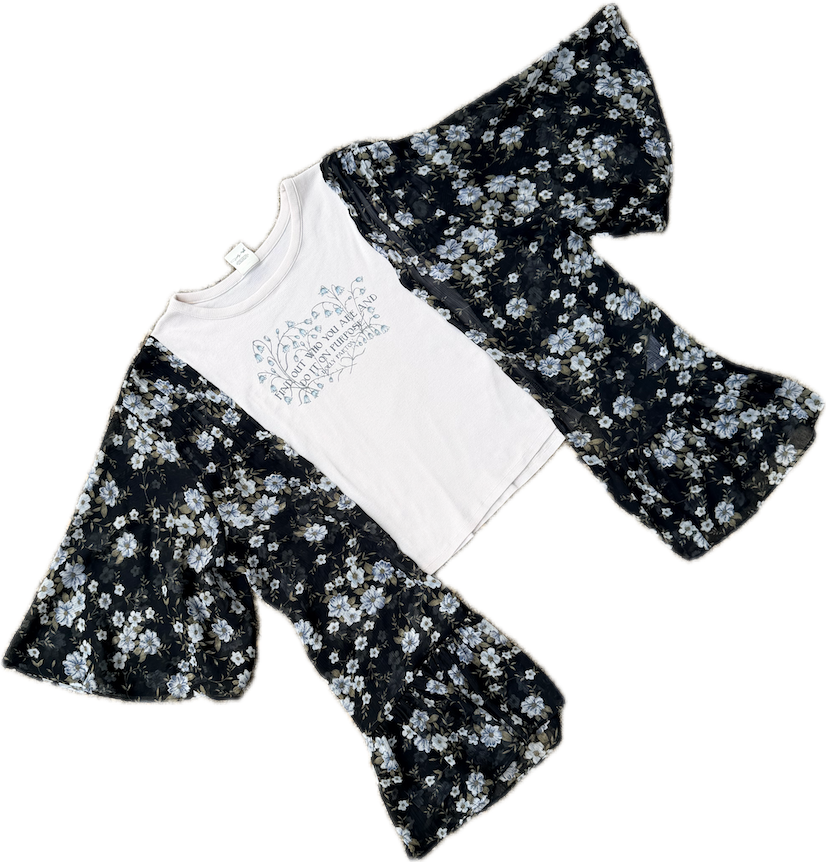 Dolly Parton Blue and Black Floral tee
