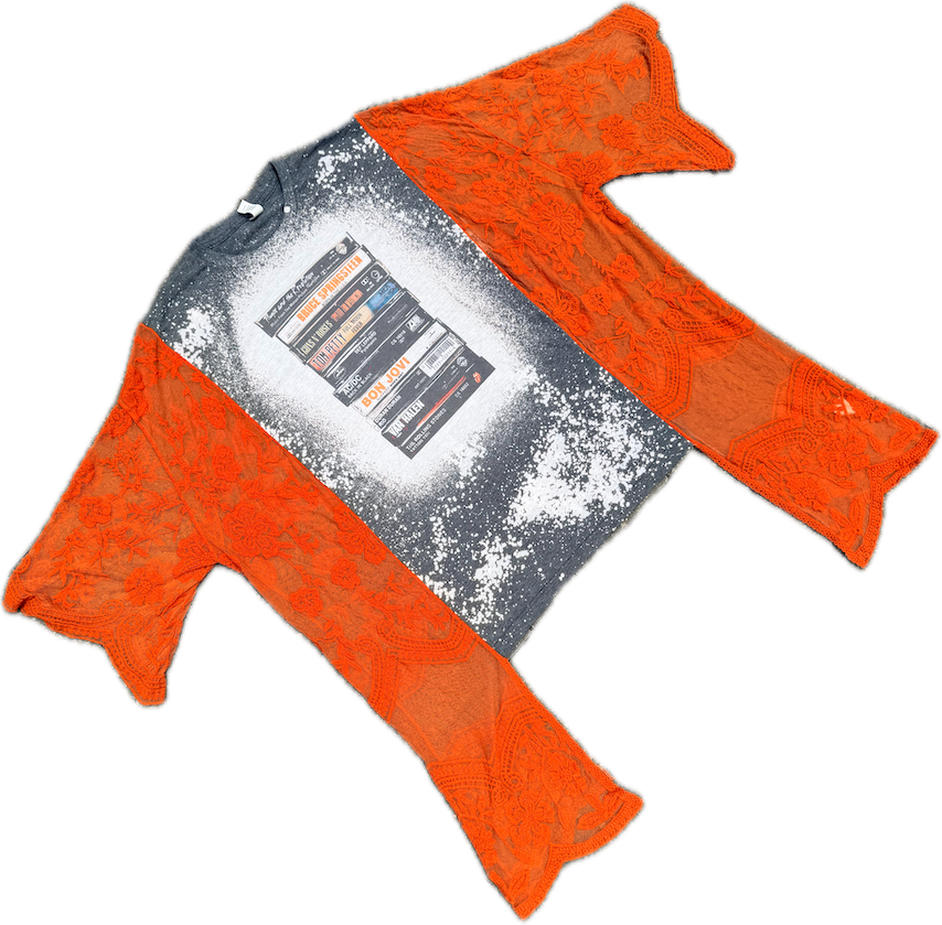 Rock Cassette Tapes Lace Boho tee