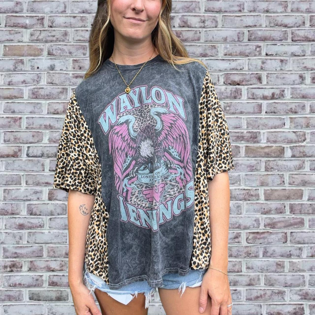 Waylon Jennings Cheetah Print Tee