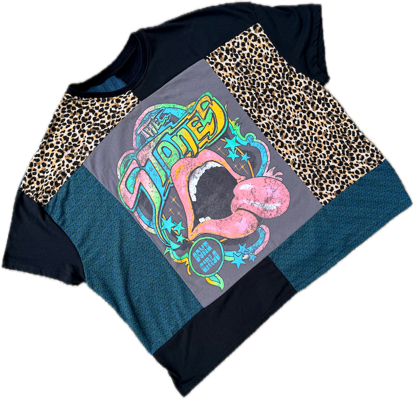 Rolling Stones Cheetah Patchwork Tee