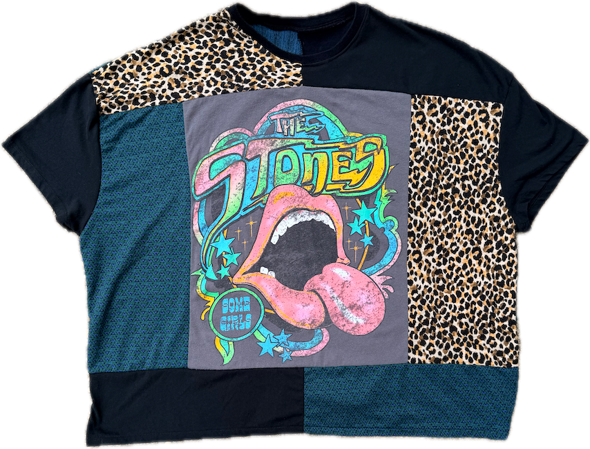Rolling Stones Cheetah Patchwork Tee