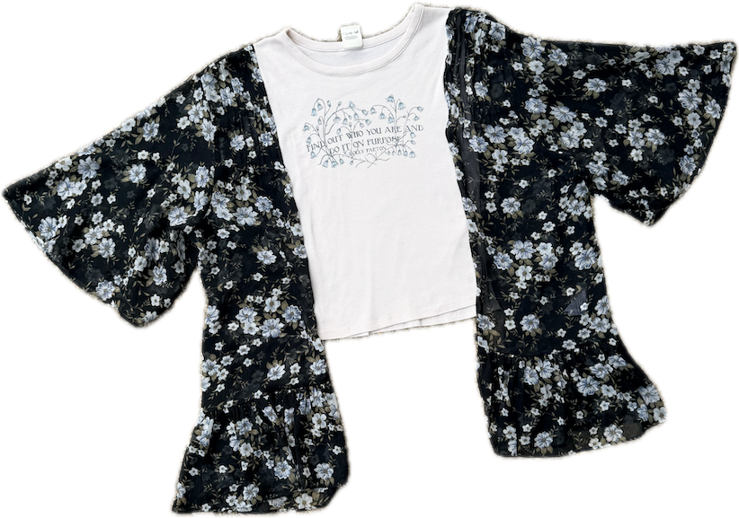 Dolly Parton Blue and Black Floral tee