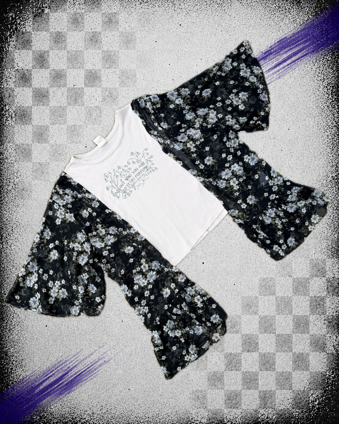 Dolly Parton Blue and Black Floral tee