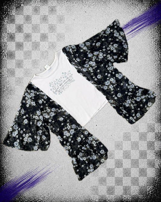 Dolly Parton Blue and Black Floral tee