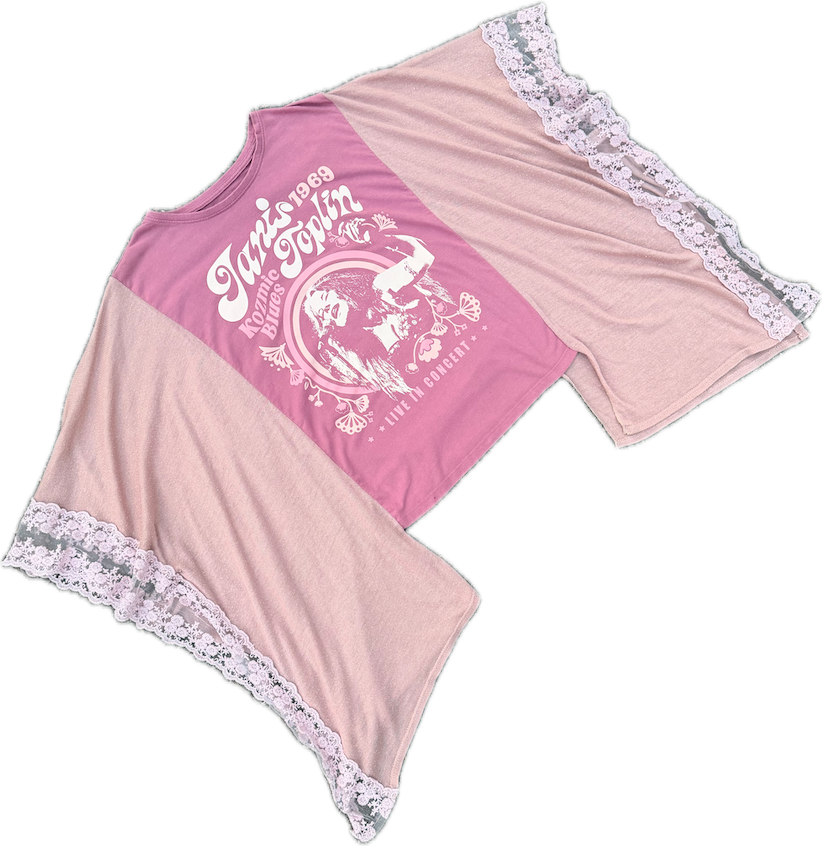 Janis Joplin Pink boho tee