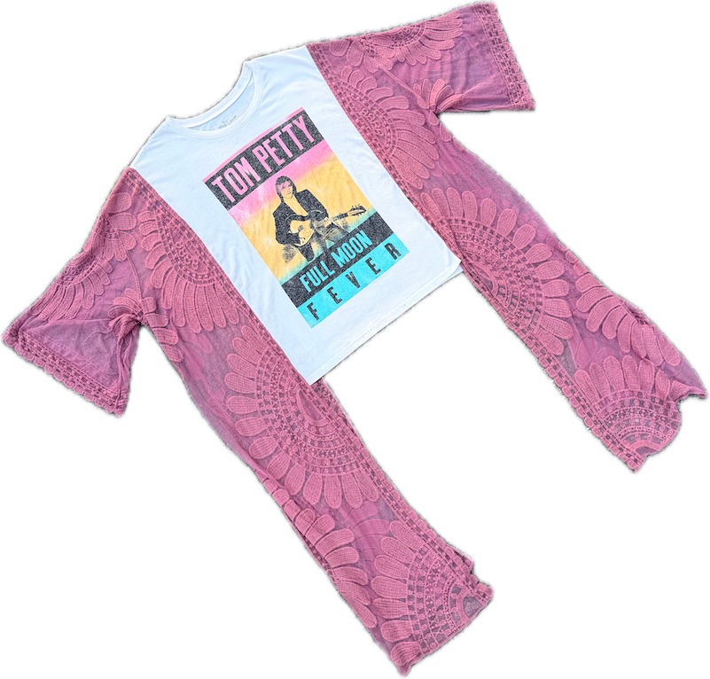 Tom Petty Lace Sleeve boho top