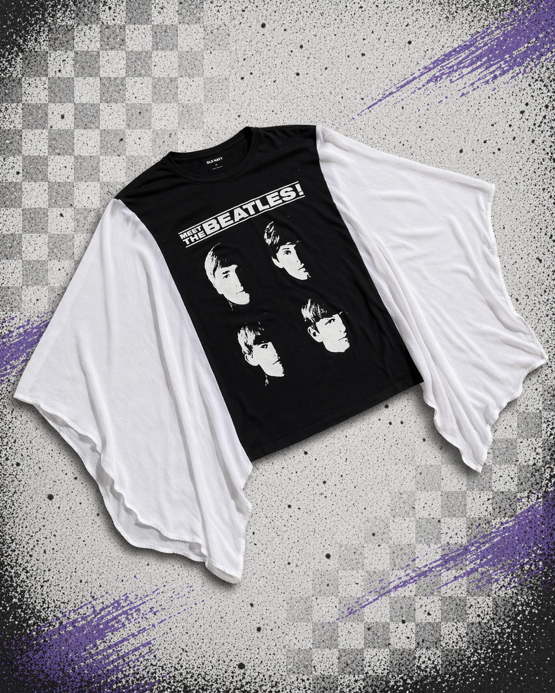 The Beatles Gray and White Boho Tee
