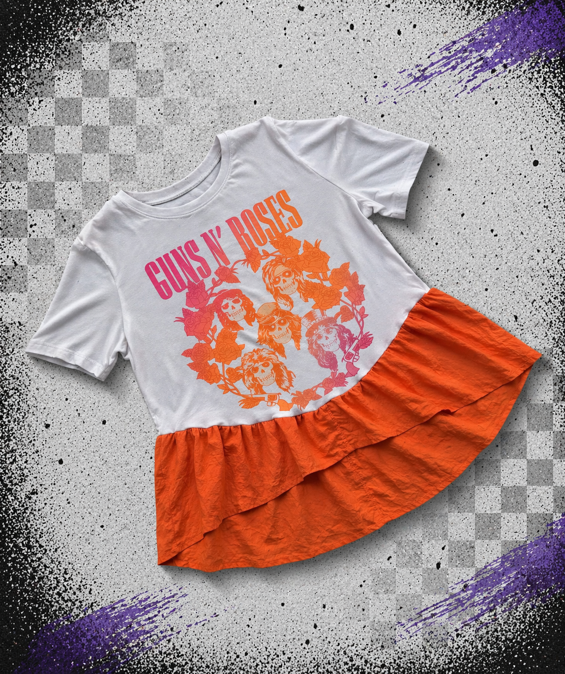 Guns N Roses Peach Ruffle Tee
