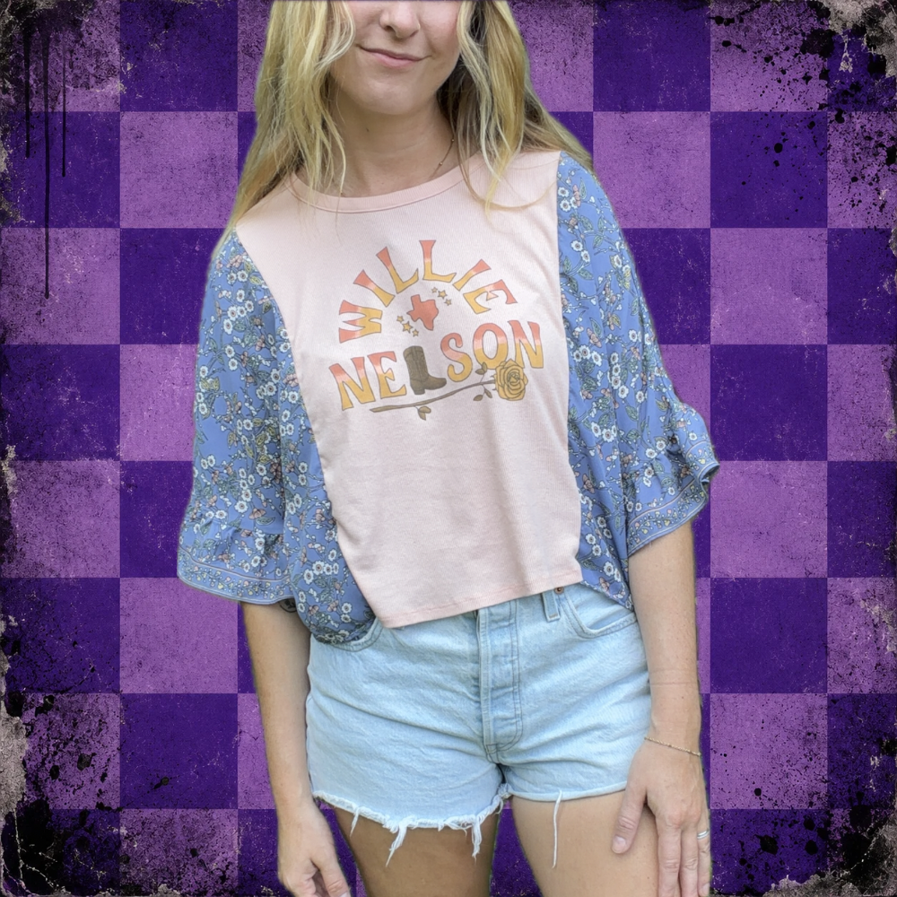Willie Nelson Blue Floral Tee