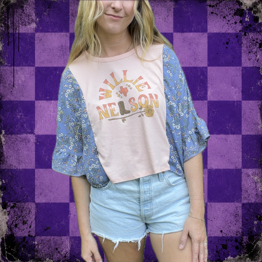 Willie Nelson Blue Floral Tee