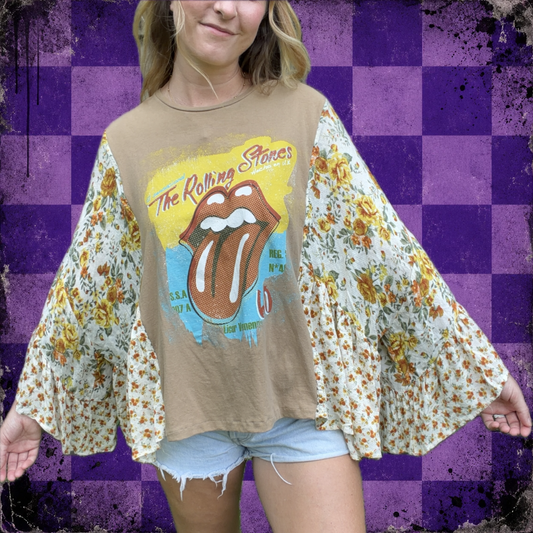 Rolling Stones Floral Bell Sleeve Tee