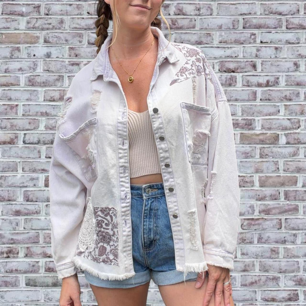 Lace and Floral Denim Jacket