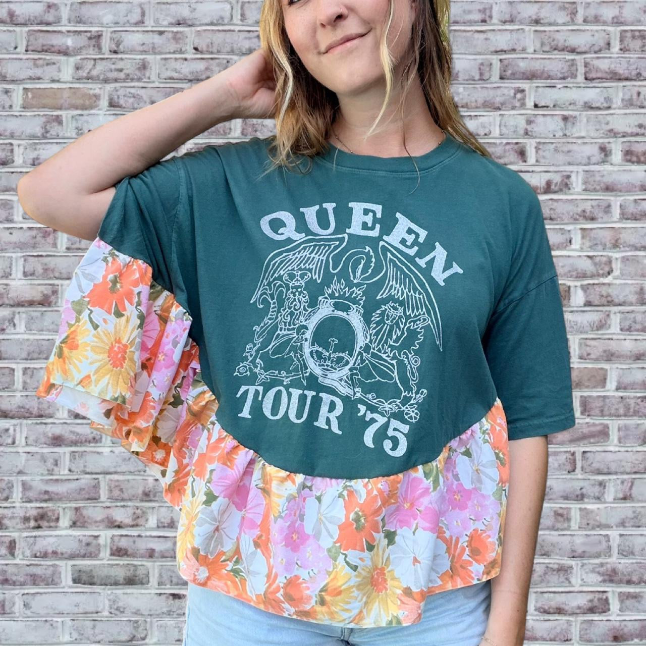 Queen Floral Ruffle Tee