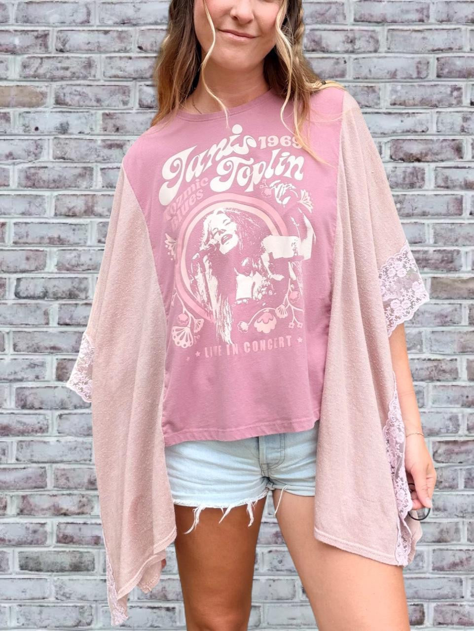 Janis Joplin Pink boho tee