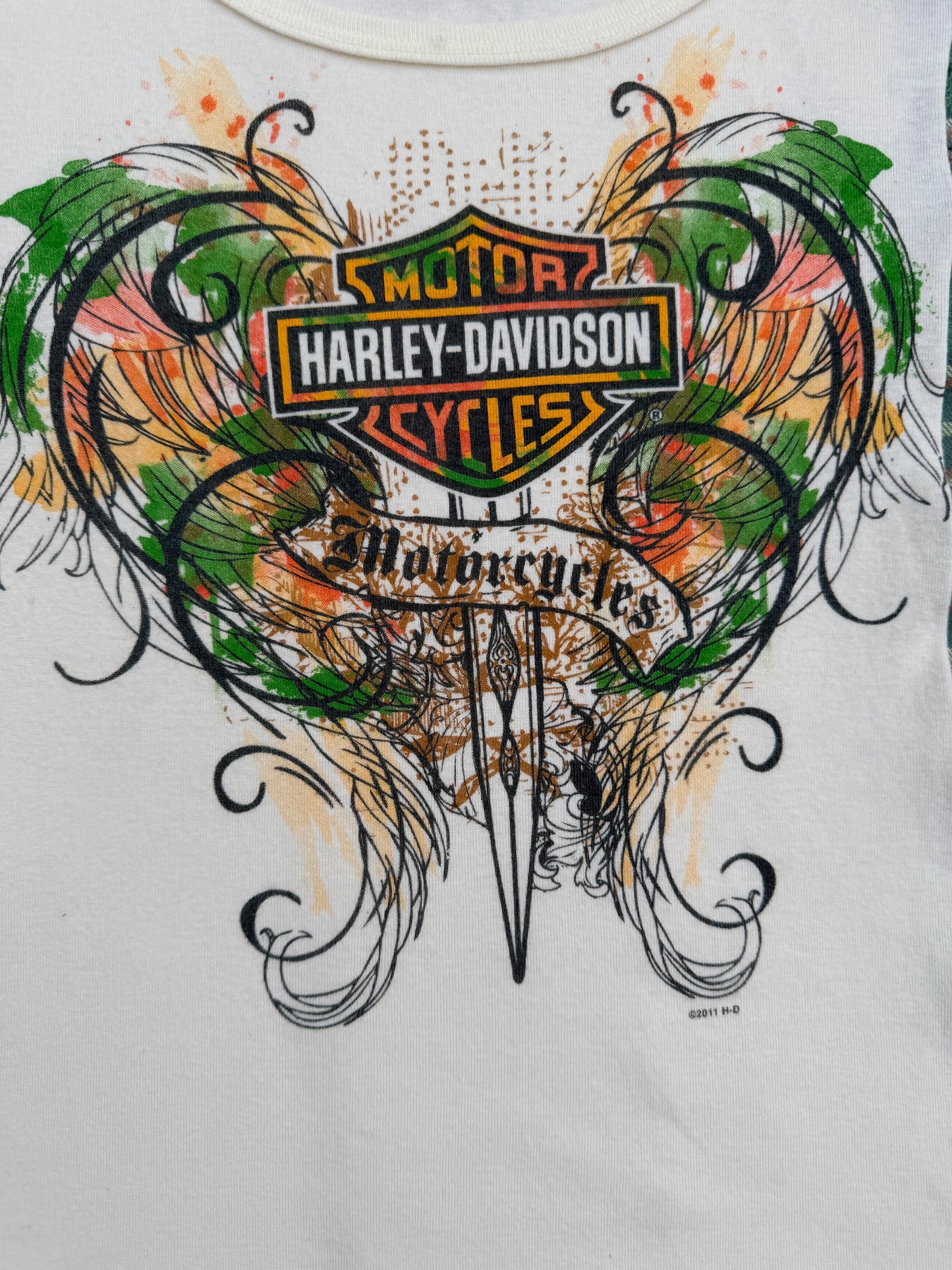 Harley Davidson Womans Green Flannel Tee