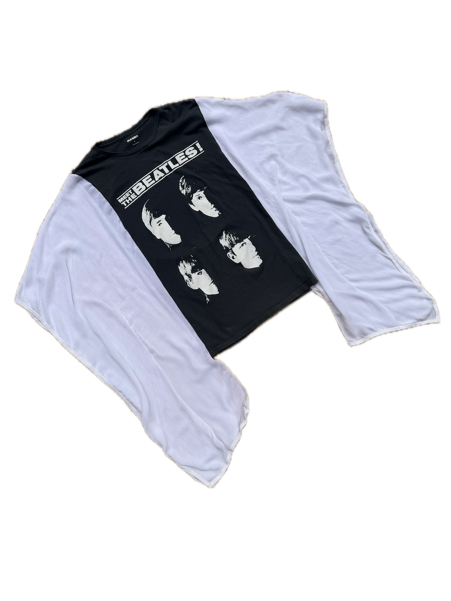 The Beatles Gray and White Boho Tee