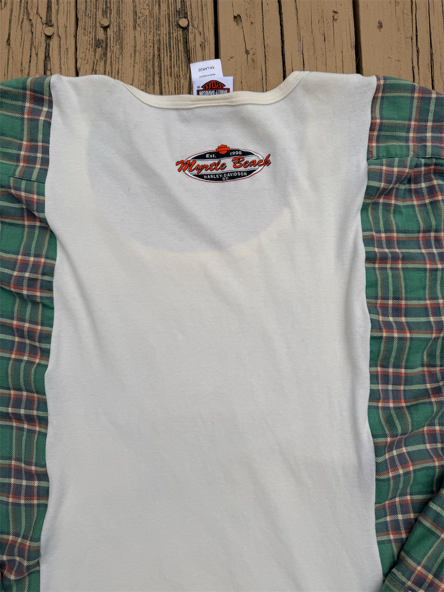 Harley Davidson Womans Green Flannel Tee