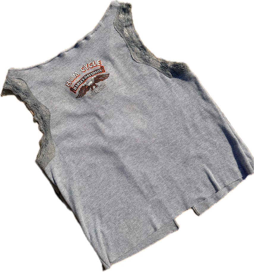 Harley Davidson Gray Tie Front Tank Top
