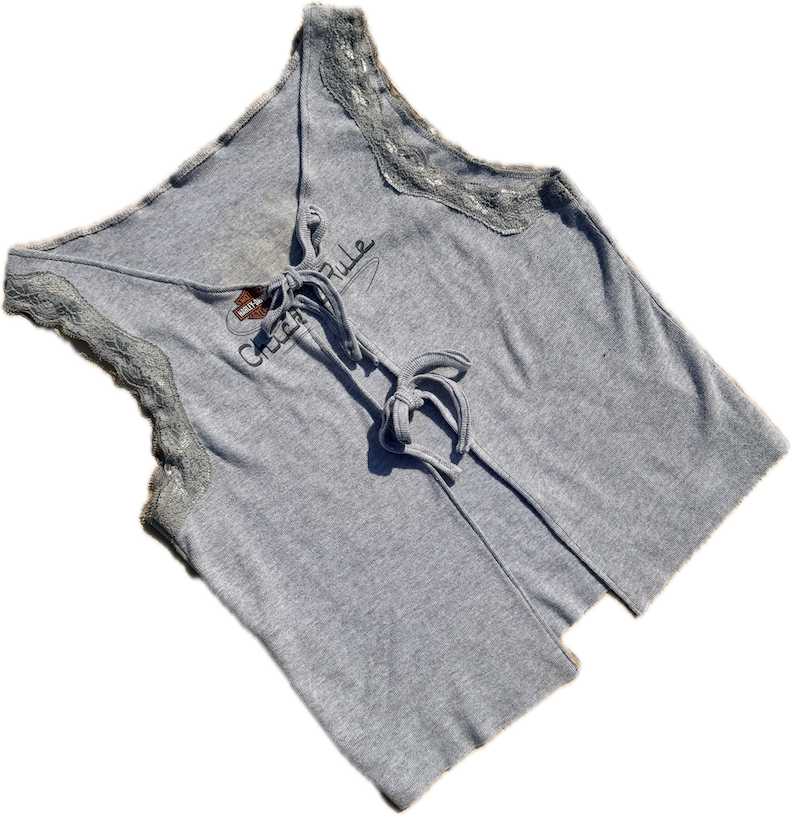 Harley Davidson Gray Tie Front Tank Top