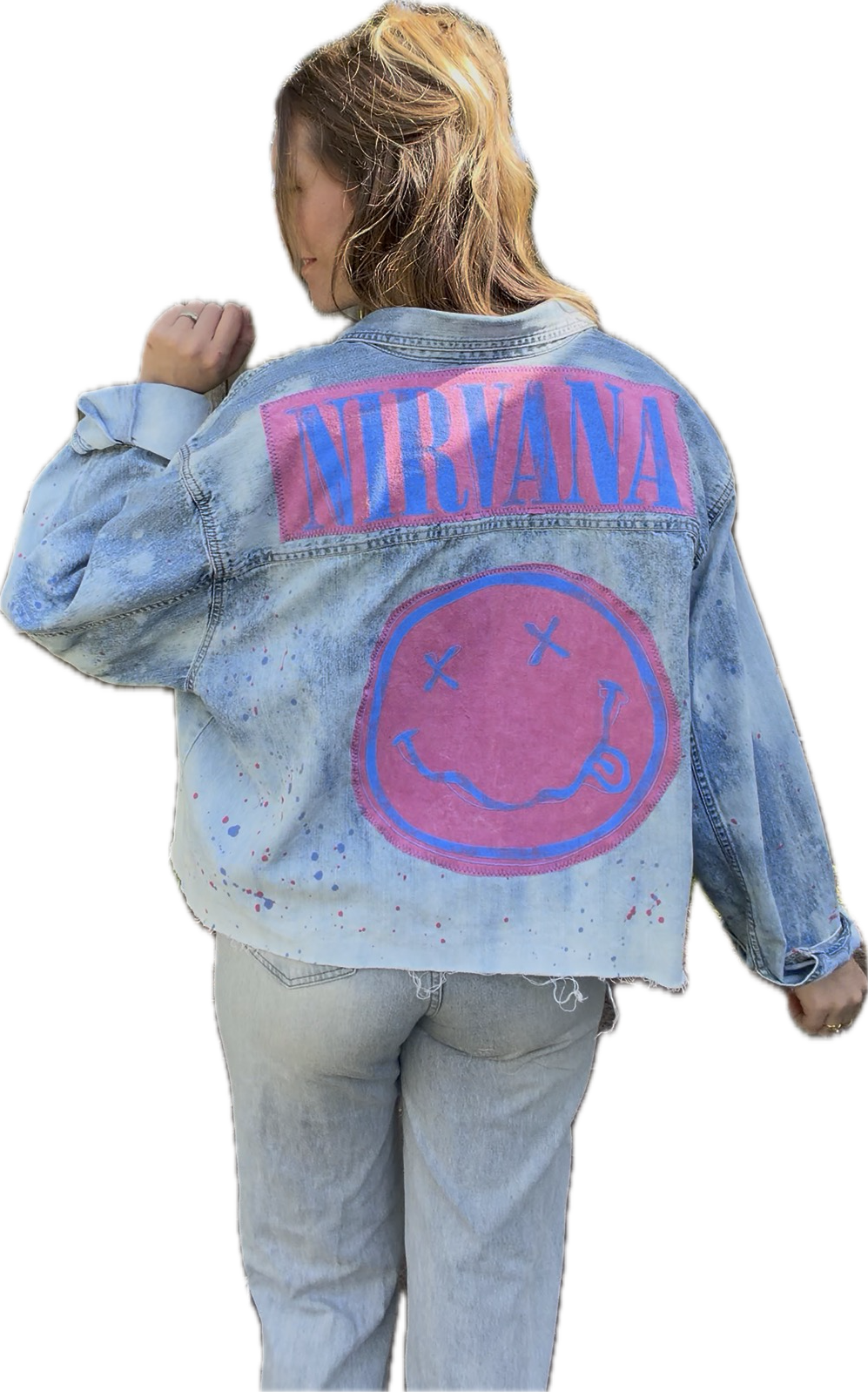 Nirvana Paint Splatter Denim Button Down