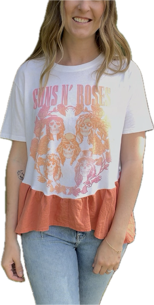 Guns N Roses Peach Ruffle Tee