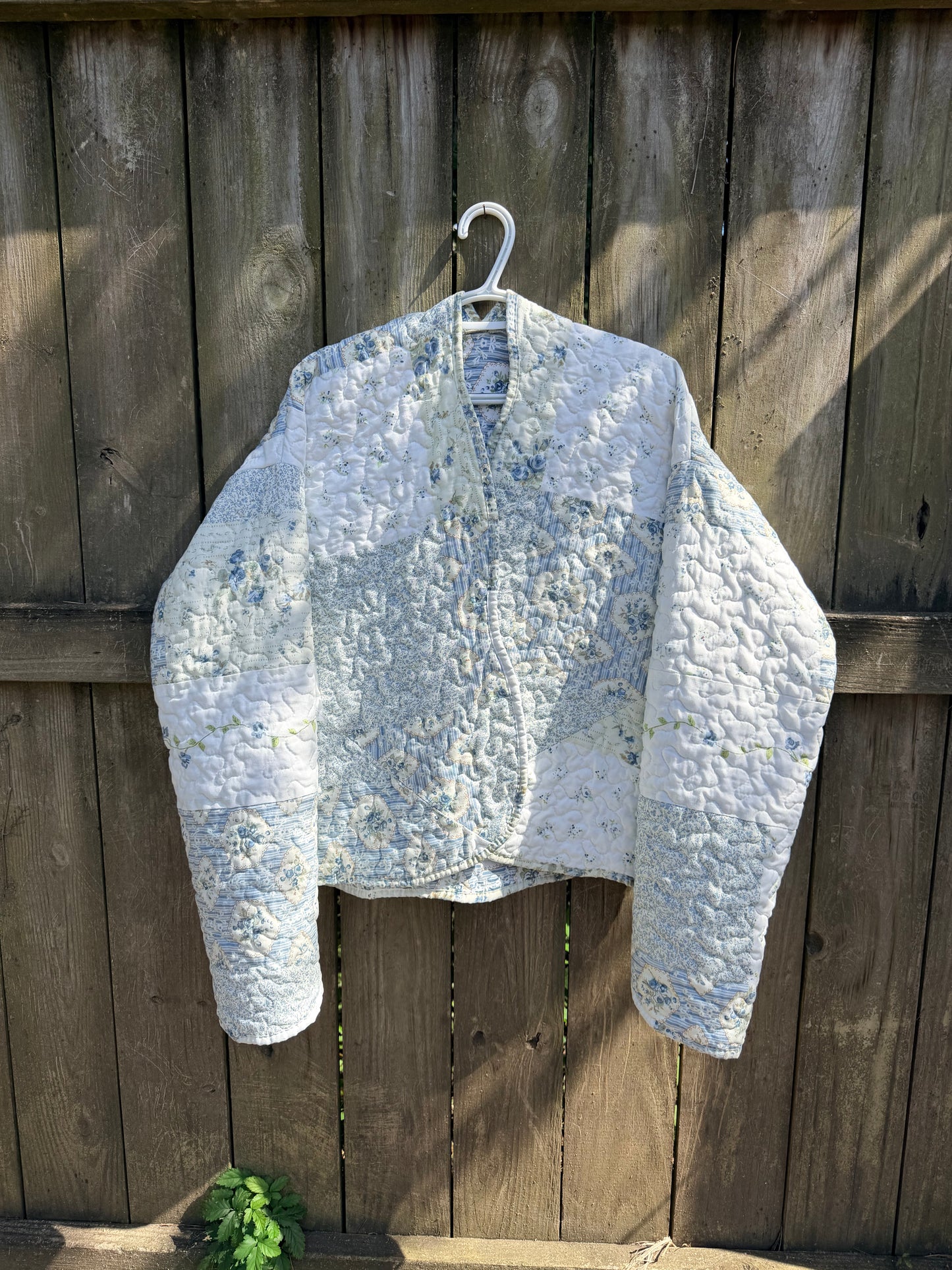 Floral Blue Quilted Cardigan
