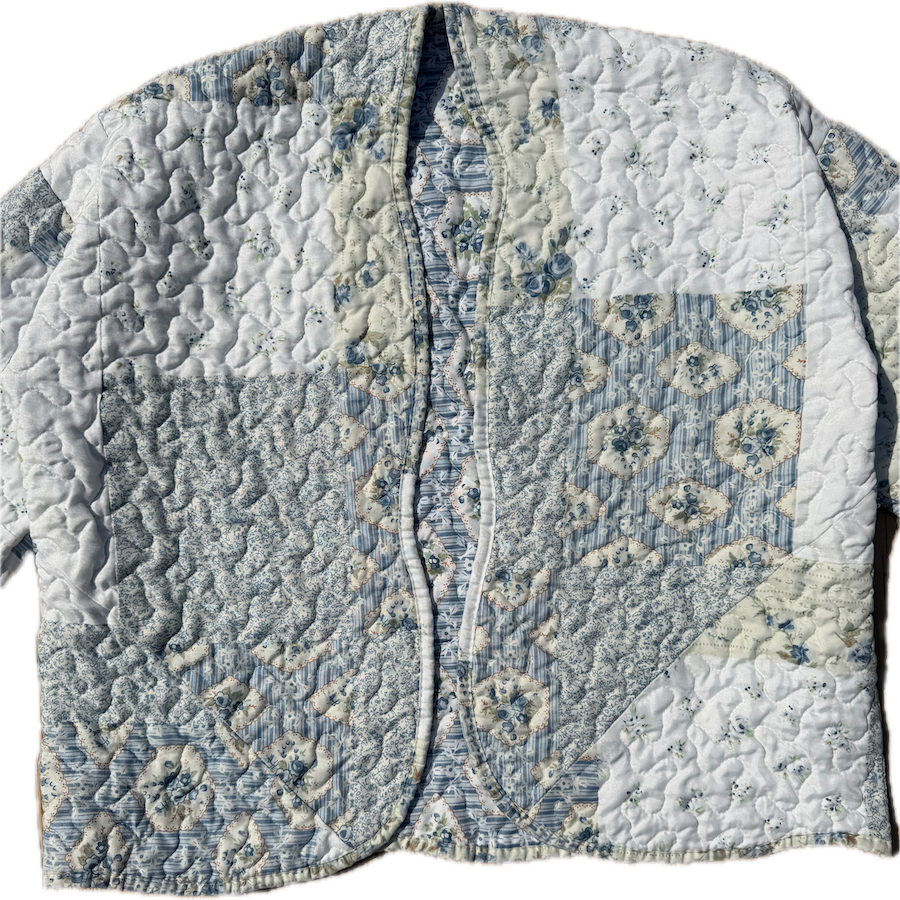 Floral Blue Quilted Cardigan