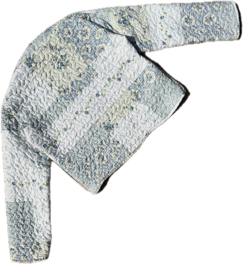Floral Blue Quilted Cardigan