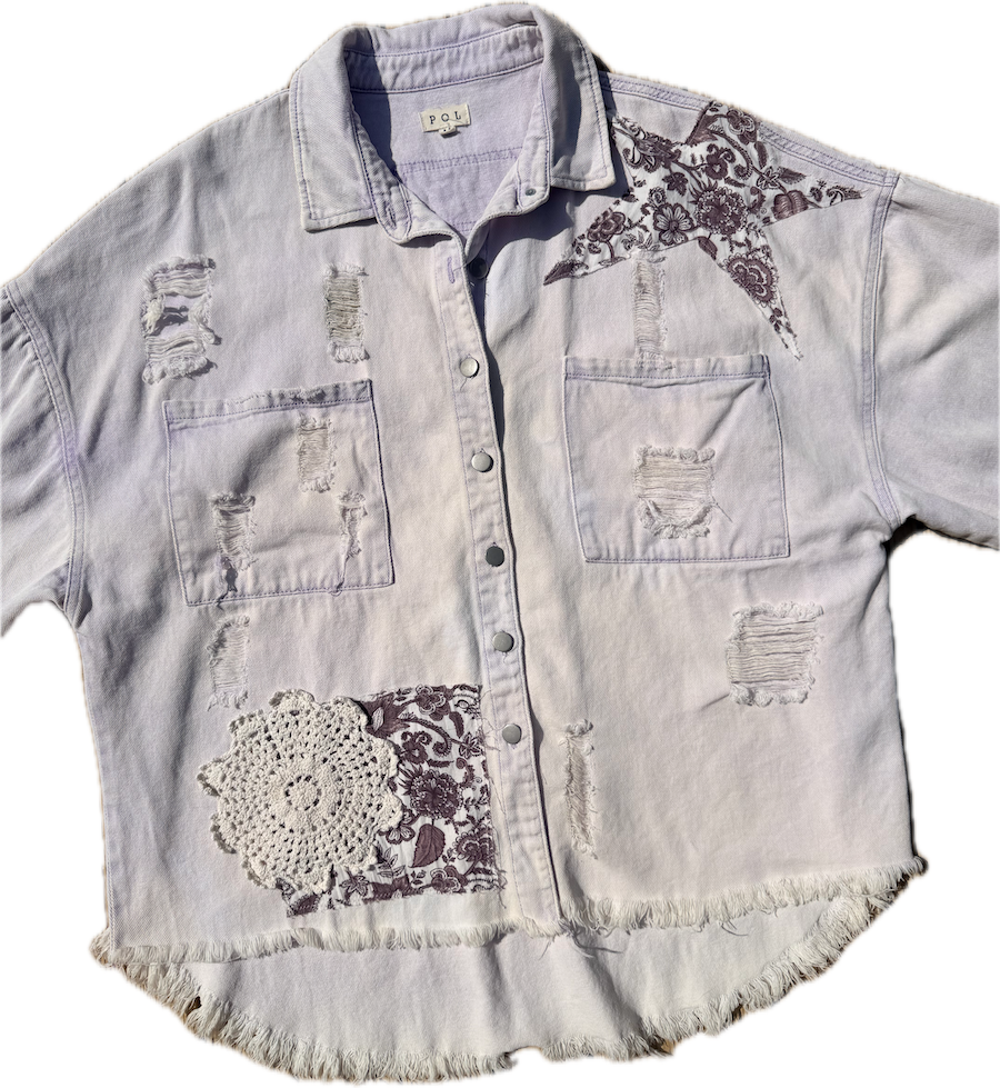 Lace and Floral Denim Jacket