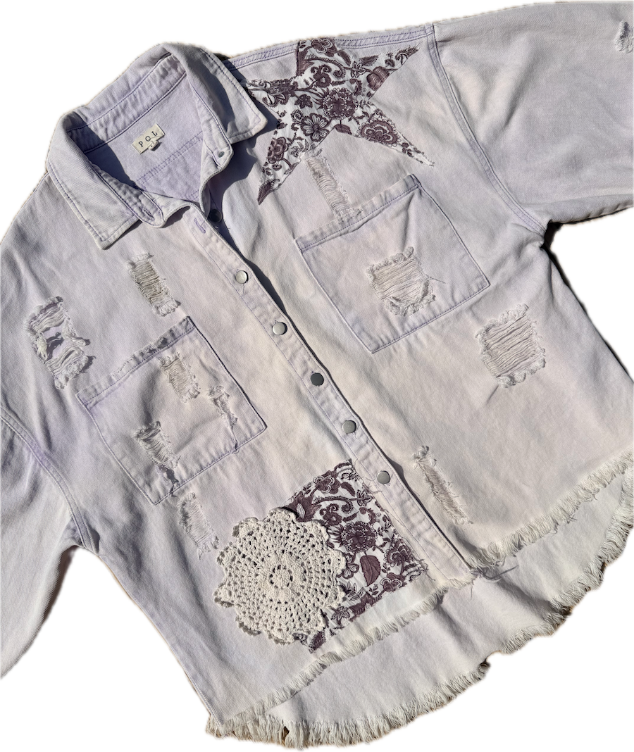 Lace and Floral Denim Jacket