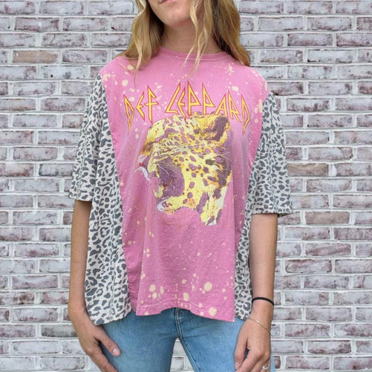 Def Leppard Bleached Pink Tee