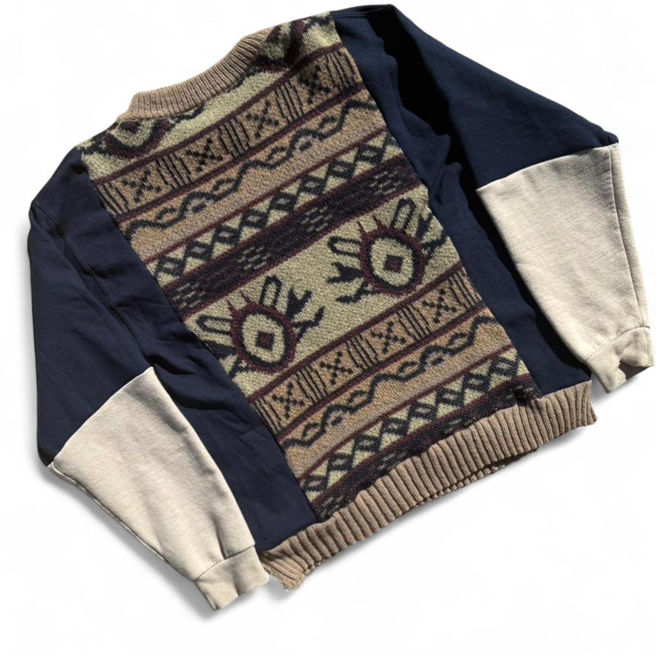 Beige Sweater Patchwork Crewneck